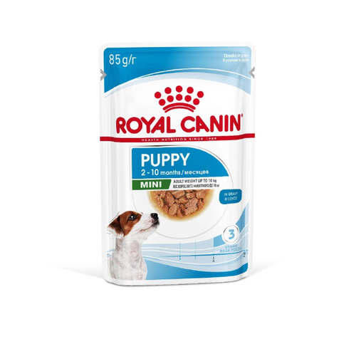 фото Royal Canin Mini Puppy Корм консервированный для щенков мелких пород в возрасте до 10 месяцев, кусочки в соусе, 28х85г.