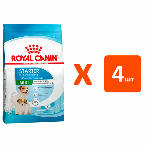 фото ROYAL CANIN MINI STARTER для щенков маленьких пород до 2 месяцев, беременн и кормящих сук 8,5 кг х 4 шт