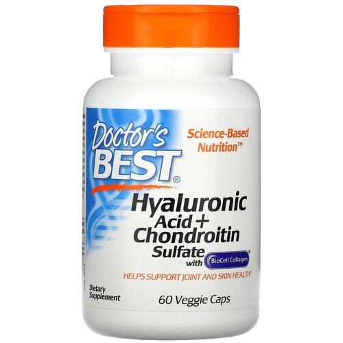 фото Капсулы Doctor's Best Hyaluronic Acid + Chondroitin Sulfate with BioCell Collagen вег., 110 г, 60 шт.