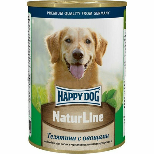 фото Happy Dog Natur Line влажный корм для взрослых собак с телятиной и овощами - 410 г х 12 шт