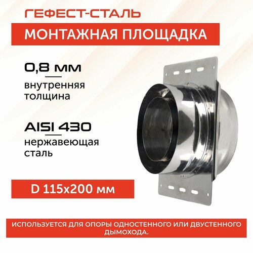 фото Монтажная площадка 115х200, AISI 430/430, 0,8мм/0,5мм, (К)