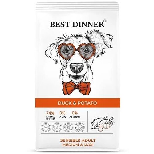 фото Best Dinner Dog Adult Medium/Maxi 3кг х 2шт утка с картофелем сухой для собак крупных и средних пород