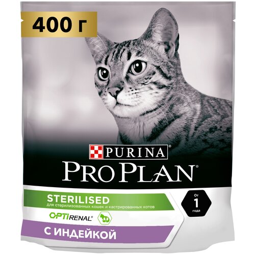 фото Сухой корм для кошек Pro Plan Sterilised для стерилизованных кошек с индейкой 400 г