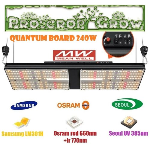 фото Premium Quantum board 240w Samsung LM301H NEW OSRAM V4 660nm+IR LG SEOUL UV 385nm ( Фитолампа для растений полного спектра, Квантум борд 240 ватт )