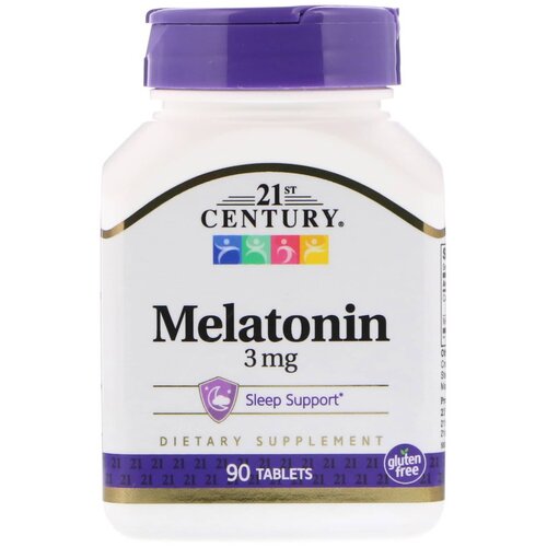 фото Таблетки 21st Century Melatonin, 180 г, 100 мл, 3 мг, 90 шт.