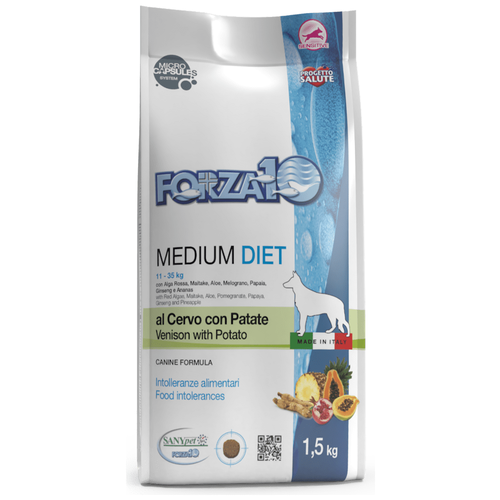 фото Сухой корм для собак Forza10 Diet Medium при чувствительном пищеварении, гипоаллергенный, оленина с картофелем 1 уп. х 1 шт. х 1500 г (для средних пород)