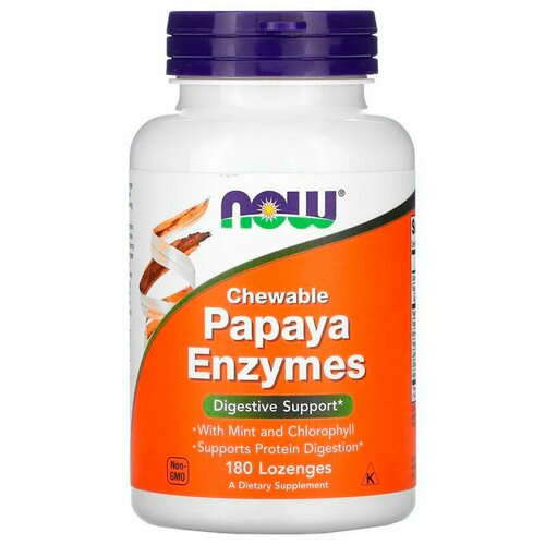 фото NOW Foods Papaya Enzyme Chewable (180 жеват. пастилок)