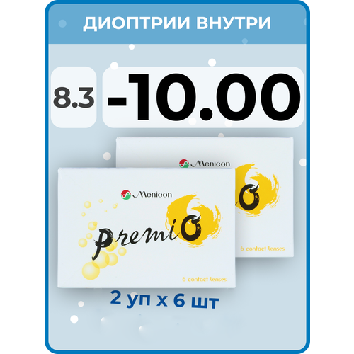 фото Контактные линзы Menicon Premio, 12 шт., R 8,3, D -10, бесцветный, 2 уп.