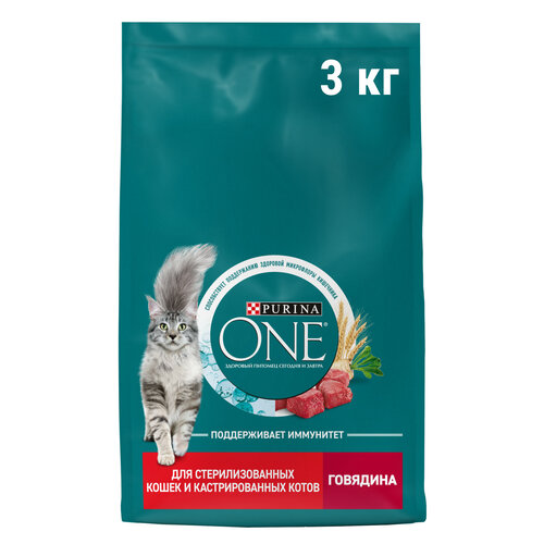 фото Сухой корм Purina ONE® для стерилизованных кошек и кастрированных котов с говядиной 3 кг