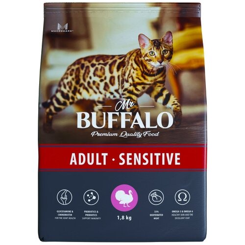 фото Сухой корм для кошек Mr.BUFFALO Sensitive с индейкой 1800 г