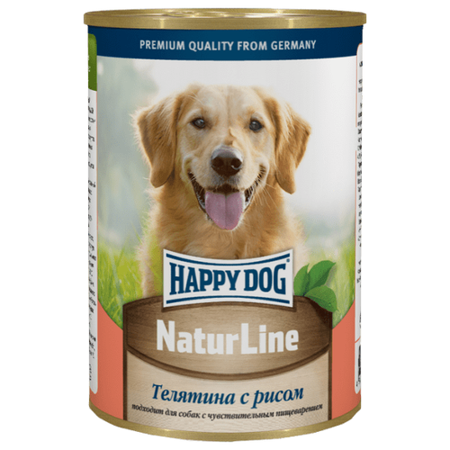 фото Влажный корм для собак Happy Dog NaturLine, телятина, с рисом 1 уп. х 6 шт. х 410 г