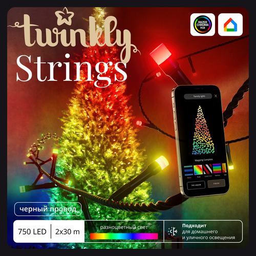 фото Гирлянда LED Twinkly Strings - 750 шт. (60 м) RGB + BT + Wi-Fi (TWS750STP-BEU) Generation II