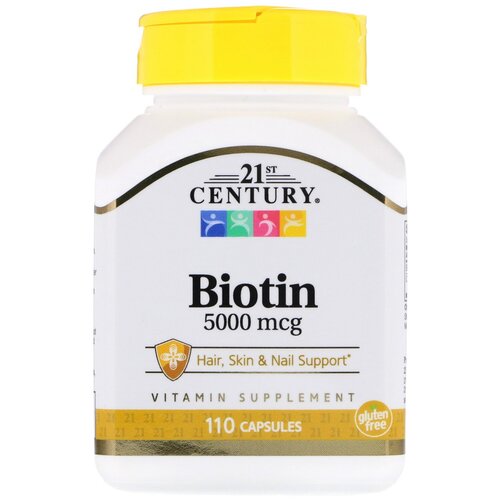 фото Капсулы 21st Century Biotin 5000 мкг капс., 110 г, 285 мл, 5000 мкг, 110 шт.