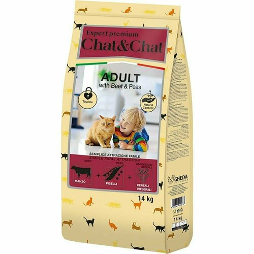 фото Сухой корм Chat&Chat Expert Premium Adult with beef & peas, для взрослых кошек с говядиной и горохом, 14кг