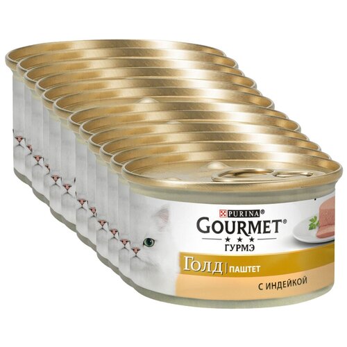 фото Purina Gourmet Gold Консервированный корм для кошек, паштет с индейкой, 12 x 85 г