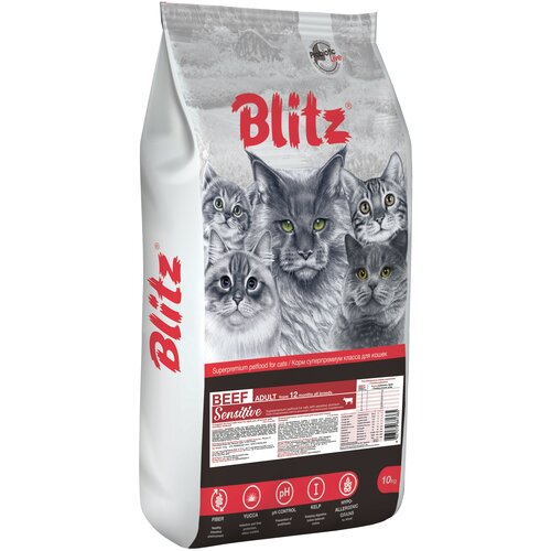 фото Blitz Sensitive Beef Adult Cats All Breeds - 10 кг. Корм для кошек с говядиной