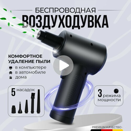 Воздуходувка портативная аккумуляторная электрическая, ветродуйка для чистки компьютера, раздув мангала, надувания шаров фото