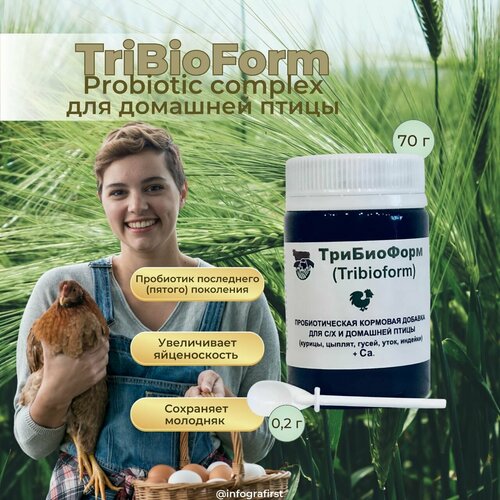 фото Пробиотик-кормовая добавка TriBioForm для домашней птицы ( кур несушек, бройлеров, уток) +кальций