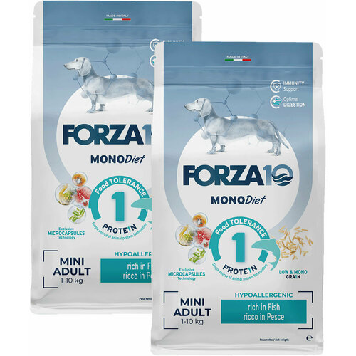 фото FORZA10 DOG MINI DIET монобелковый для взрослых собак маленьких пород при аллергии с рыбой (1,5 + 1,5 кг)