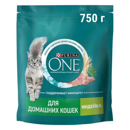 фото Сухой корм Purina ONE® для взрослых кошек, живущих в домашних условиях, с индейкой 750 г