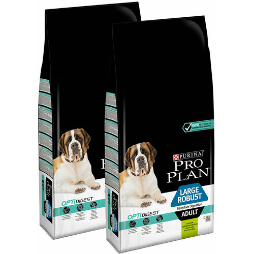 фото PRO PLAN ADULT DOG LARGE ROBUST SENSITIVE DIGESTION для взрослых собак крупных пород мощного телосложения с чувствительным пищеварением с ягненком (14 + 14 кг)