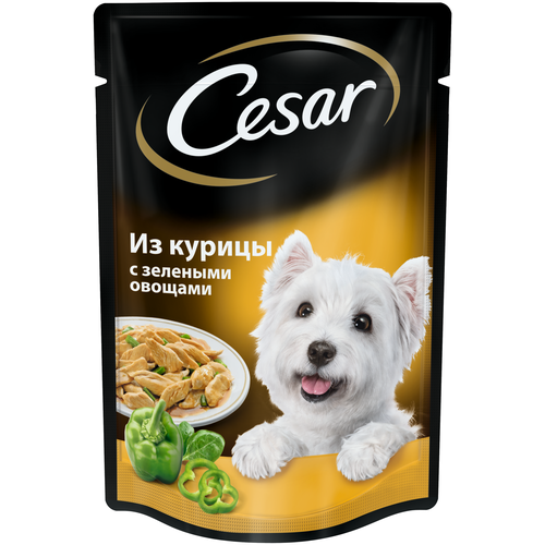 фото Влажный корм для собак Cesar курица, с зелеными овощами 1 уп. х 50 шт. х 85 г