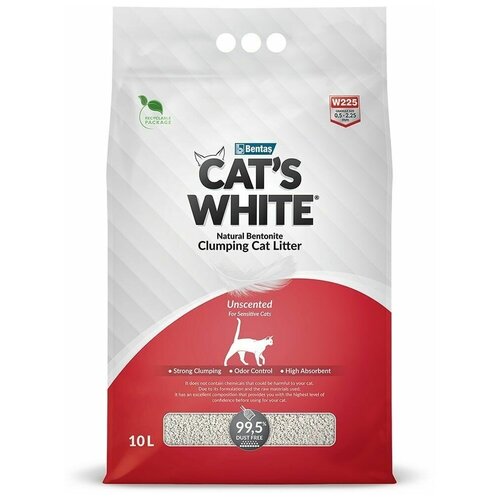 фото Комкующийся наполнитель для туалета кошек Cat's White Natural 10 л./8,55 кг. (натуральный)