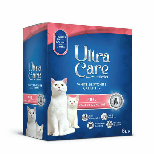 фото Ultra Care Fine Small Cats & Kittens комкующийся наполнитель для кошачьего туалета для котят и мелких кошек, в двойном картоне - 7 кг