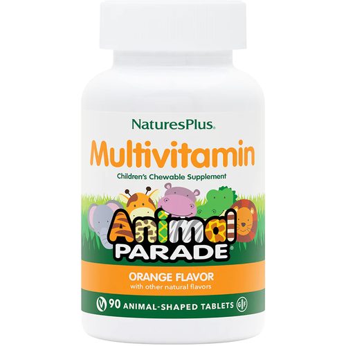 фото NaturesPlus Source of Life Animal Parade Children's Chewable Multi-Vitamin & Mineral Supplement апельсин 90 таблеток в форме животных