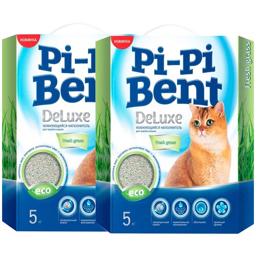 фото PI-PI BENT DELUXE FRESH GRASS наполнитель комкующийся для туалета кошек ДеЛюкс с ароматом трав (5 + 5 кг)