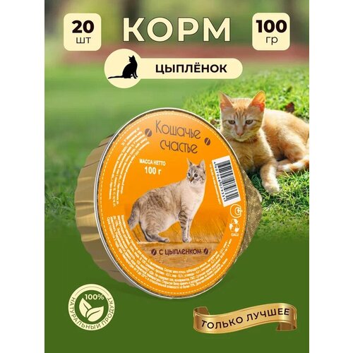 фото Влажный корм для кошек Кошачье счастье с цыпленком, 100 г Х 20 шт