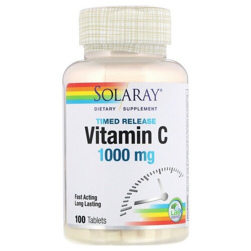 фото Таблетки Solaray Vitamin C Timed Release, 180 г, 1000 мг, 100 шт.