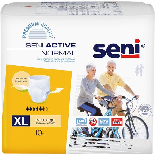 фото Трусы - подгузники впитывающие для взрослых Seni ACTIVE NORMAL extra large (обхват 120-160 см), 10 шт.