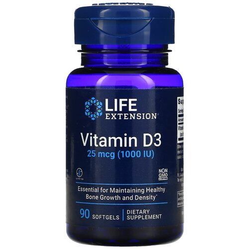 фото Капсулы Life Extension Vitamin D3, 50 г, 100 мл, 1000 ME, 90 шт.