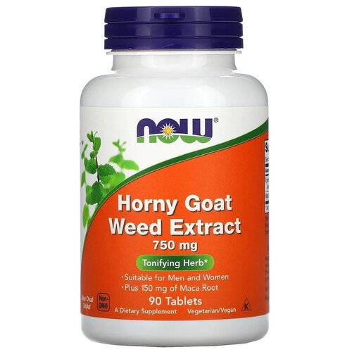 фото Таблетки NOW Horny Goat Weed extract, 190 г, 750 мг, 90 шт.