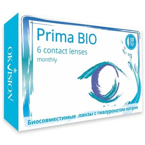 фото Контактные линзы OKVision PRIMA BIO, 6 шт., R 8,6, D +4,5, прозрачные, 1 уп.