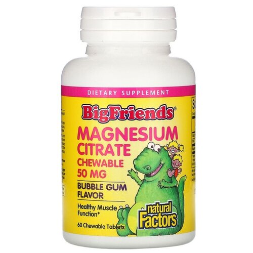 фото Таблетки Natural Factors Big Friends Chewable Magnesium Citrate, 110 г, 50 мг, 60 шт.