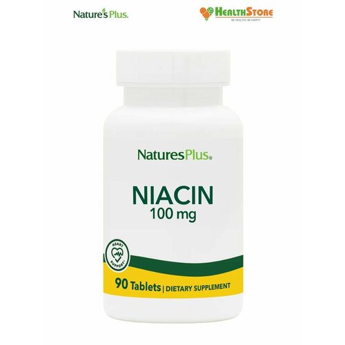 фото NaturesPlus Niacin 100мг 90 таблеток, ниацин витамин в3 100 мг, никотиновая кислота в таблетках, никотинамид США