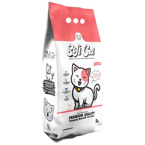 фото ​​​​​​Наполнитель для кошек Soft Cat, комкующийся без запаха 5 л