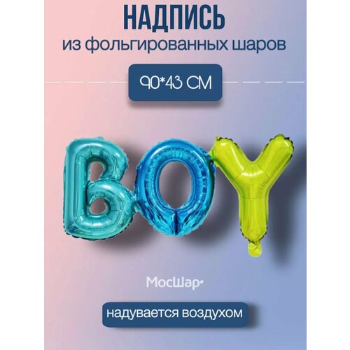 фото Набор фольгированных воздушных шаров буквы BOY разноцветные