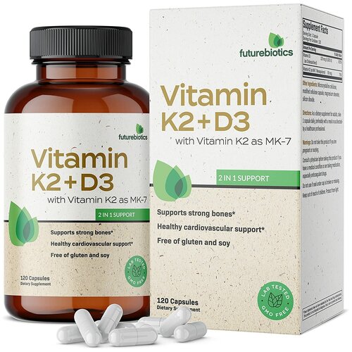 фото FutureBiotics, Vitamin K2 + D3 with Vitamin K2 as MK-7, 120 Capsules