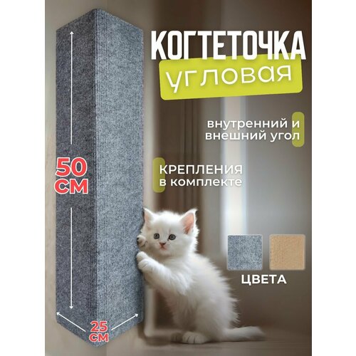 фото Когтеточка для кошки угловая настенная серая 50*25