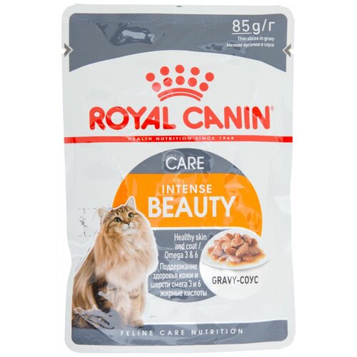 фото Влажный корм для кошек Royal Canin Intense Beauty, для здоровья кожи и блеска шерсти 85 г (кусочки в соусе)