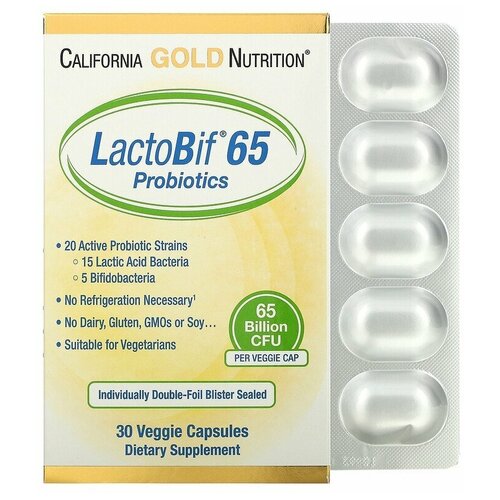 фото LactoBif Probiotic (Пробиотики 65 млрд КОЕ) 30 капсул (California Gold Nutrition)