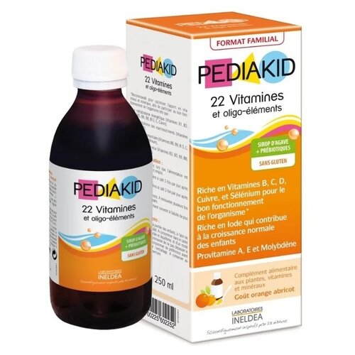 фото PEDIAKID 22 Vitamins and Oligo-elements фл., 250 мл, 250 г, абрикос