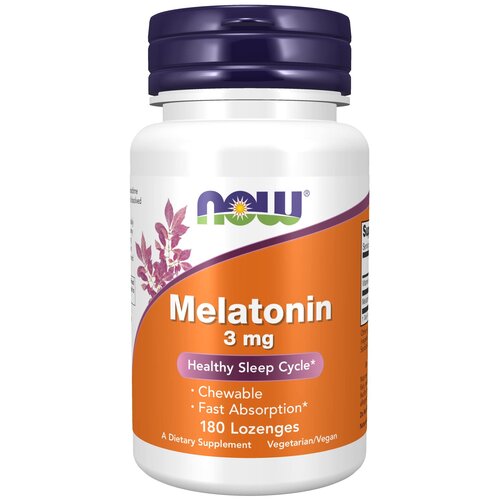 фото Пастилки NOW Melatonin жев. 3 мг, 90 г, 3 мг, 180 шт.