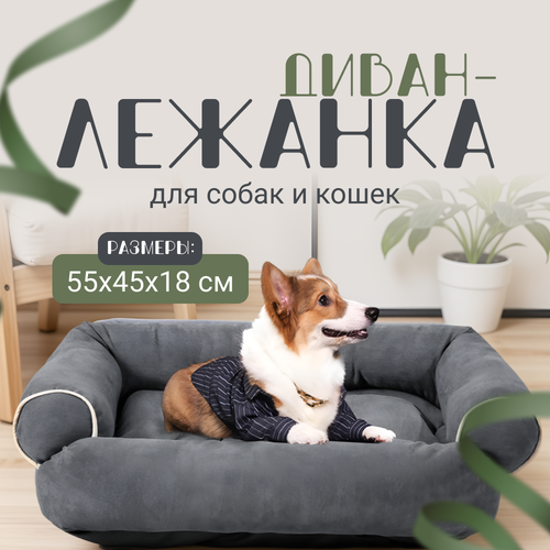 фото Лежанка для собак и кошек ZOOWELL Classic Диван кровать для животных с бортиками, 55*45*18 см