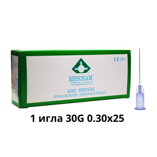 фото Игла медицинская инъекционная для мезотерапии (Мезоигла Mesoram) 30G 0.30x25, 1 шт, 712308 (Мезорам)