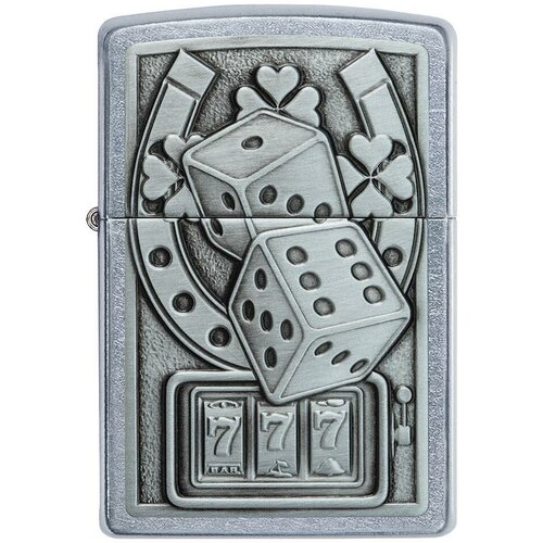 фото Оригинальная бензиновая зажигалка ZIPPO Classic 49294 Lucky 7 с покрытием Street Chrome - Счастливая 7