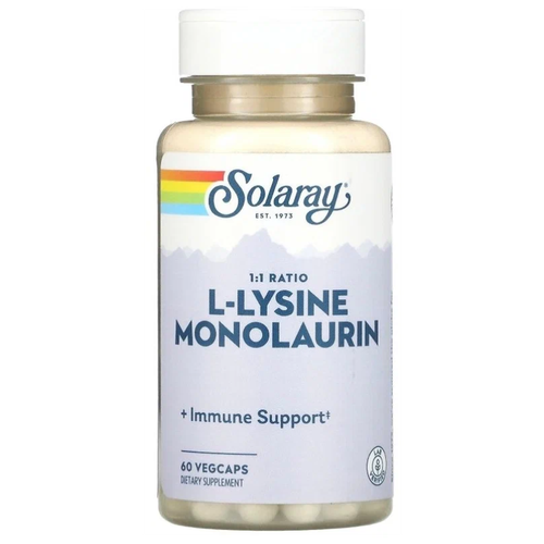 фото Капсулы Solaray L-Lysine Monolaurin 1:1 Ratio, 90 г, 60 шт.